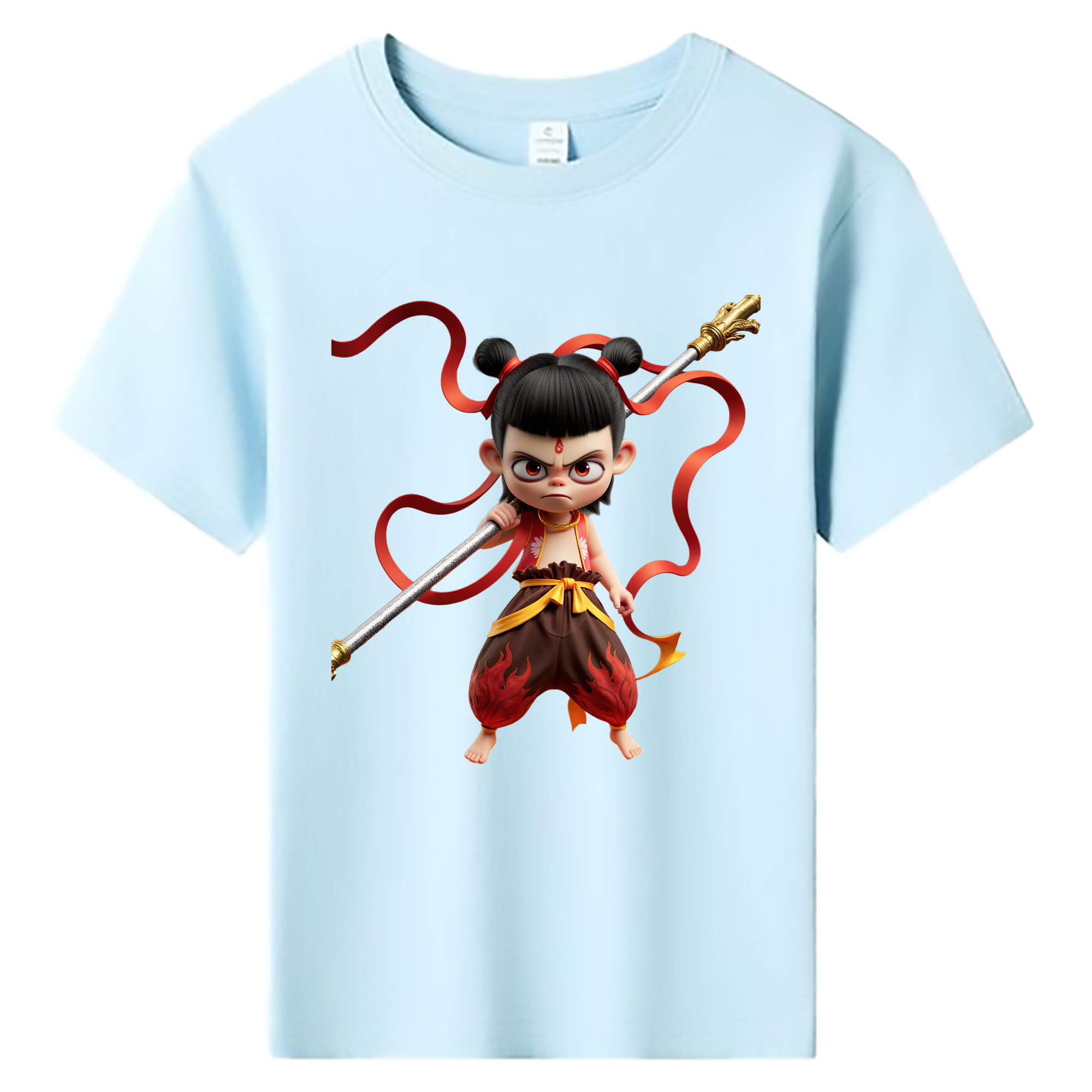 （画像用） Ne Zha 2 ナタ 魔童の大暴れ 綿100％キッズTシャツ（フロントプリント）